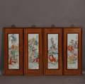 Four Wood Framed Porcelain Plaques