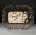 Shibayama Ivory Tray with Silver Filigree