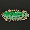 Gold Brooch with Jadeite and Diamonds