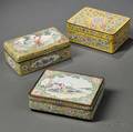 Three Canton Enamel Covered Boxes
