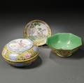 Three Canton Enamel Ware Items