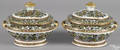 Pair of Chinese export porcelain thousand butterfly small tureens and covers 19th c