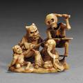 Ivory Netsuke of Dancing Demons