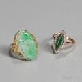 Two Jade 14kt Gold Rings
