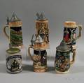 Six German Stoneware Steins