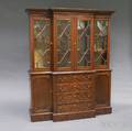 George IIIstyle Mahogany Glazed Breakfront Bookcase Secretaire