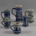 Six German Cobaltdecorated Stoneware Steins