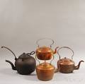 Four Mostly Copper Tea Kettles