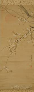 Painting Depicting Plum Blossom Branches with a Bird
