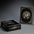 Black Lacquer Wood Document Box with Motherofpearl Inlay