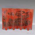 Eightpanel Doublesided Red Lacquer Screen