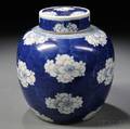 Blue and White Covered Ginger Jar