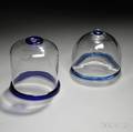 Two Blown Cobalt and Colorless Glass Dome String Dispensers