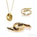 Three Gold Jewelry Items Tiffany  Co