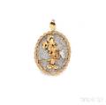 14kt Gold and Diamond Mickey Mouse Pendant Walt Disney