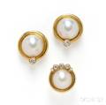 18kt Gold Mabe Pearl and Diamond Suite