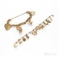 Two 14kt Gold Charm Bracelets