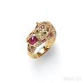 18kt Gold Gemset Leopard Ring