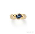 18kt Gold Sapphire and Diamond Ring