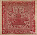 Centennial red and white Memorial Hall coverlet