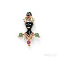18kt Gold Gemset Blackamoor Brooch