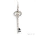 18kt White Gold and Diamond Key Pendant Asprey