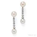 Platinum South Sea Pearl and Diamond Earpendants