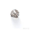Platinum Mabe Pearl and Diamond Ring