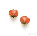 18kt Gold and Coral Earclips Tiffany  Co