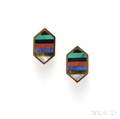 18kt Gold and Hardstone Earclips Bulgari