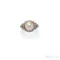 Platinum Pearl and Diamond Ring