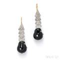 Onyx and Diamond Earpendants