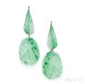 18kt White Gold Jade and Diamond Earpendants