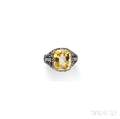 Yellow Sapphire and Diamond Ring