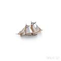 Antique 18kt Gold Motherofpearl and Diamond Sailboat Brooch