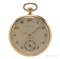 18kt Gold Open Face Pocket Watch Patek Philippe Tiffany  Co