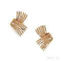 18kt Gold Platinum and Diamond VRope Earclips Schlumberger Tiffany  Co