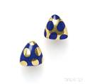 18kt Gold and Lapis PositiveNegative Earclips Tiffany  Co