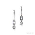 Art Deco Platinum and Diamond Earpendants