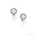 Platinum Pearl and Diamond Earrings