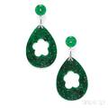 18kt White Gold Jade and Diamond Earpendants