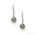18kt White Gold Tahitian Pearl and Diamond Earpendants