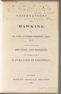 Sebright Sir John Saunders 17671846 Observations Upon Hawking Inscribed Authors Presentation Copy