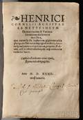 Agrippa Heinrich Cornelius 14861535 De Incertitudine  Vanitate Scientiarum Declamatio Invectiva