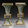 Pair of Cloisonne Gu Vases