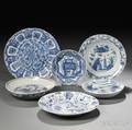 Six Blue and White Dishes