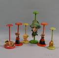 Six Paintdecorated Papiermache Doll and Doll Head Hat Stands