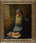 Contemporary oil on canvas of a Russian priest