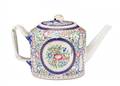 Famille Rose Porcelain Lidded DrumForm Teapot