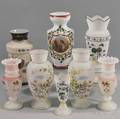 Eight Assorted Enameled Glass Vases